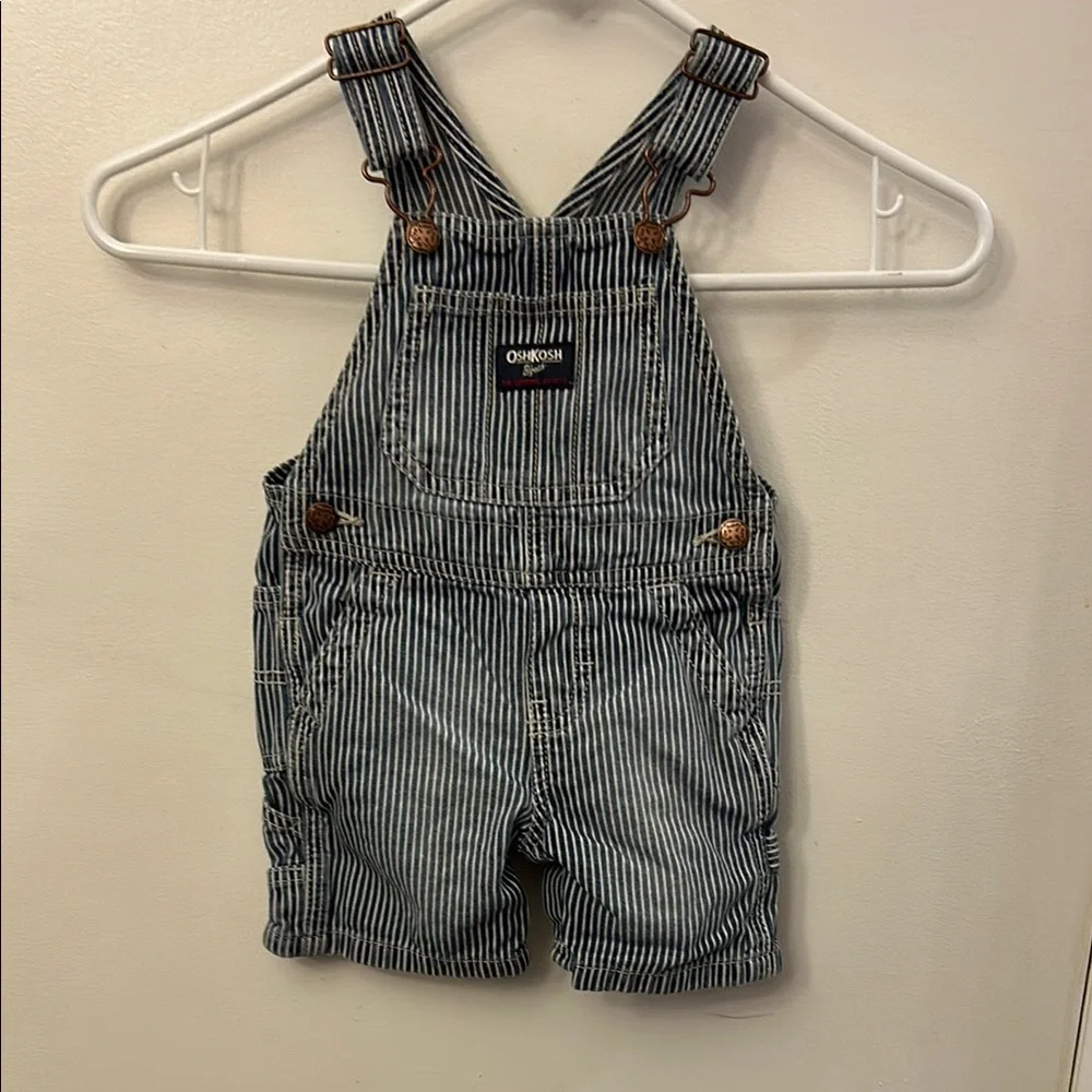 OshKosh B'gosh Blue and White Overall Shorts Size 12M